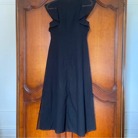 Theory Cotton Ruffle Maxi Dress in Black | Size 4 - Picture 7 of 10